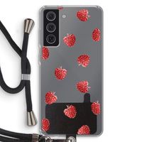 Framboosjes: Samsung Galaxy S21 FE Transparant Hoesje met koord