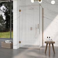 Fortifura Galeria Douchecabine - 100x120x200cm - scharnieren - deurgreep - stabilisatiestang - helder geribbeld - veiligheidsglas - Geborsteld koper PVD (Koper) SW1208822/SW1122565/SW876702/SW797953