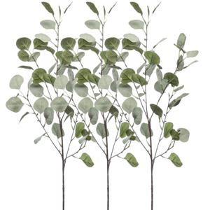 Kunstbloem Eucalyptus tak - 3x - 87 cm - groen - losse steel - Kunst zijdebloemen