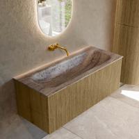 Badmeubel Mondiaz Kurve-Dlux | 110 cm | Meubelkleur Dusk | Wastafelkleur Oza | Solid surface | Wasbak midden spoelbak | Zonder kraangat(en)