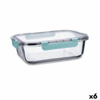 Hermetische Lunchtrommel Quid Purity Rechthoekig 1,5 L Transparant Glas (6 Stuks)