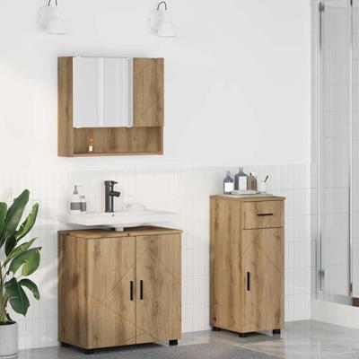 Badkamermeubelset 3 pcs artisanaal eikenkleurig 61 x 35 x 64 cm