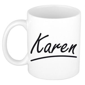 Karen voornaam kado beker / mok sierlijke letters - gepersonaliseerde mok met naam - Naam mokken