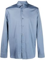 Moorer chemise à manches longues en coton satiné - Bleu