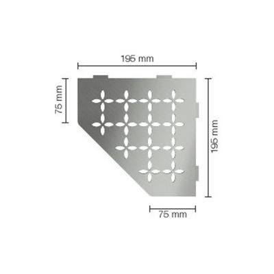 Schluter Shelf-E-S2 planchet - 19.5x19.5x0.5cm - inbouw - Driehoek - Perforatie: Floral - RVS geborsteld ses2d5eb