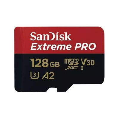 SanDiskMicroSDXC Extreme PRO 128GB 200/90 mb/s - A2 - V30 - SDA - Rescue Pro DL 2Y Micro SD-kaart Zwart