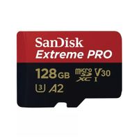 SanDisk MicroSDXC Extreme PRO 128GB 200/90 mb/s - A2 - V30 - SDA - Rescue Pro DL 2Y Micro SD-kaart Zwart - thumbnail