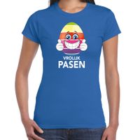 Paasei met duimen omhoog vrolijk Pasen t-shirt blauw voor dames - Paas kleding / outfit - thumbnail