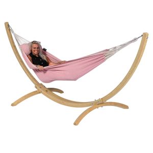 Hangmatset 1 Persoons Wood & Natural Pink - Colombiaanse - Roze - 120 kg - Tropilex