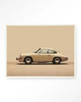 Urban Cotton Wandkleed 'Vintage Porsche Beige' 80 x 110cm in Floating Frame - off white