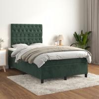 Boxspring met matras fluweel donkergroen 120x200 cm