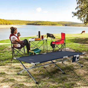 Veldbed Inklapbaar XXL 214,5 x 106 cm Campingbed met Zijvak Draagbaar Campingbed tot 150 kg Belastbaar Incl. Draagtas Opklapbed