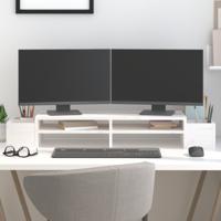 Monitorstandaard 100x27,5x15 cm massief grenenhout wit
