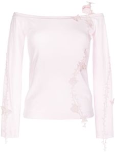 Blumarine haut en maille à appliques fleurs - Rose