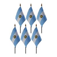 Argentinie - 6x - mini vlaggetje van 10 x 15 cm op stokje - Landen vlag - H27 cm