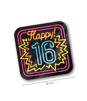 Neon onderzetters 16 jaar - thumbnail