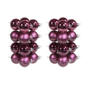 32x stuks glazen kerstballen cherry roze (heather) 8 cm mat/glans - Kerstbal