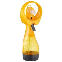 Ventilator/waterverstuiver voor in je hand - Verkoeling in zomer - 25 cm - Geel