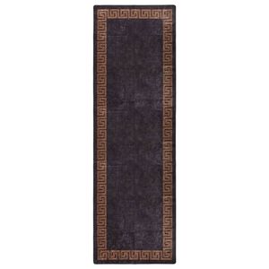 VidaXL Vloerkleed wasbaar anti-slip 80x300 cm zwart en goudkleurig