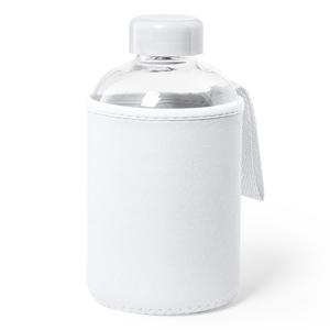 Glazen waterfles/drinkfles softshell bescherm hoes - wit - 600 ml - Sportfles - Bidon