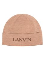 Lanvin bonnet en laine à logo brodé - Marron