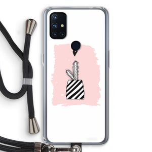 Zwart-wit cactus: OnePlus Nord N10 5G Transparant Hoesje met koord