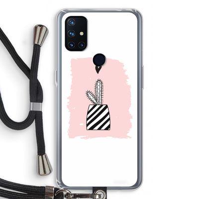Zwart-wit cactus: OnePlus Nord N10 5G Transparant Hoesje met koord