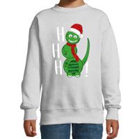 Kersttrui/sweater voor jongens/meisjes - Hohoho - grijs - sneeuwpop dino