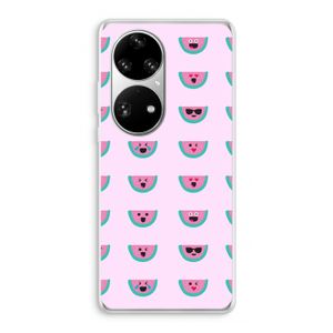 Smiley watermeloenprint: Huawei P50 Pro Transparant Hoesje