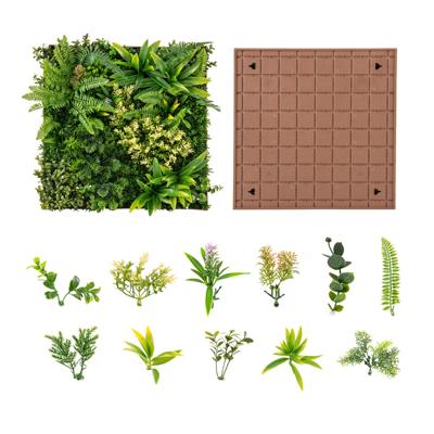 Kunsthaag 2 PCS Vierkante Wanddecoratie 50 x 50 cm 3D Kunstblad Wanddecoratie 11 Soorten Gemengde Kunstplanten