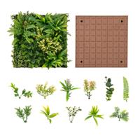 Kunsthaag 2 PCS Vierkante Wanddecoratie 50 x 50 cm 3D Kunstblad Wanddecoratie 11 Soorten Gemengde Kunstplanten