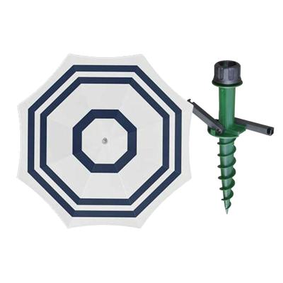 Parasol met dikke grondharing - wit/blauw mix - polyester - Dia 199 cm - voor het strand - Zomers