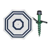 Parasol met dikke grondharing - wit/blauw mix - polyester - Dia 199 cm - voor het strand - Zomers
