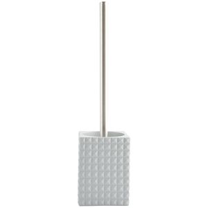 MSV Toiletborstel houder Kubik - kunststeen - lichtgrijs/zilver - 37 cm   -