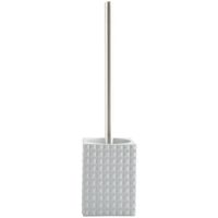 MSV Toiletborstel houder Kubik - kunststeen - lichtgrijs/zilver - 37 cm   -