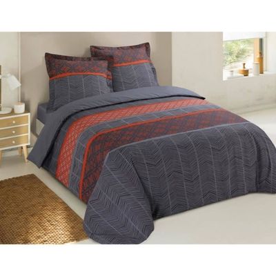 Vision Rodrigo Quilt Set 100% Katoen - 200 X 200 Cm - Grijs En Steenrood