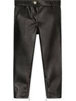 Dolce & Gabbana Kids pantalon en cuir artificiel à plaque logo - Noir