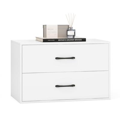 Stapelbaar Opbergmeubel met 2 Laden Horizontaal Opbergmeubel met Anti-Kantelsets Stapelbaar Ladeblok voor Woonkamer Kantoor-Wit