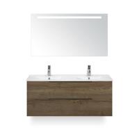 Seville Badmeubelset 120 cm - 2 laden Tabacco Edge - Wastafel Enjoy Dubbel - met Sence Spiegel