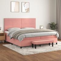 Boxspring met matras fluweel roze 200x200 cm Boxspring met matras fluweel roze 200x200 cm