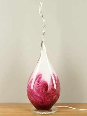 Glasdeko, tafellamp, rose/wit