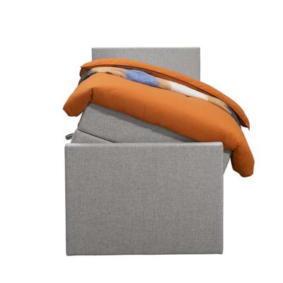 Leen Bakker - Boxspring Met Opbergruimte En Voetbord Liv Egaal - Licht - 90x200cm - Stof - Grijs