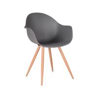 LABEL51 Eetkamerstoel Parma - Antraciet - PP - Naturel Houtlook Frame