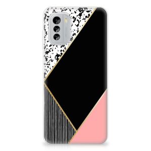 Nokia G60 TPU Hoesje Zwart Roze Vormen