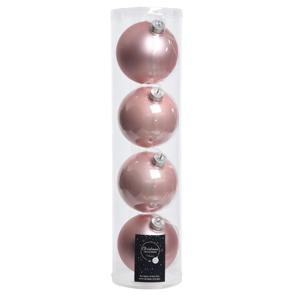 Decoris Kerstballen - 4x stuks - lichtroze - glas - 10 cm