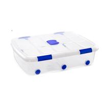 Plasticforte Opslagbak/box met deksel - 1x - 56L - 80 x 60 x 18 cm - transparant - met wielen
