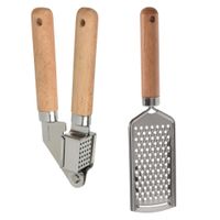 Excellent Houseware 2-delige keukengerei set - knoflookpers 16 cm/handrasp 22 cm