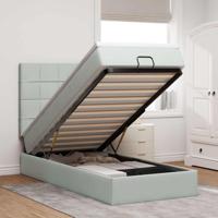 Ottoman bed met matrassen en LED's 90x200cm fluweel lichtgrijs