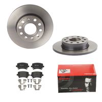 Remmenset, remschijf BREMBO, Remschijftype: Massief, Inbouwplaats: Achteras: , u.a. für VW, Skoda, Audi, Seat