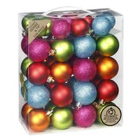 Kerstballen - 44x stuks - kunststof - gekleurd - mix